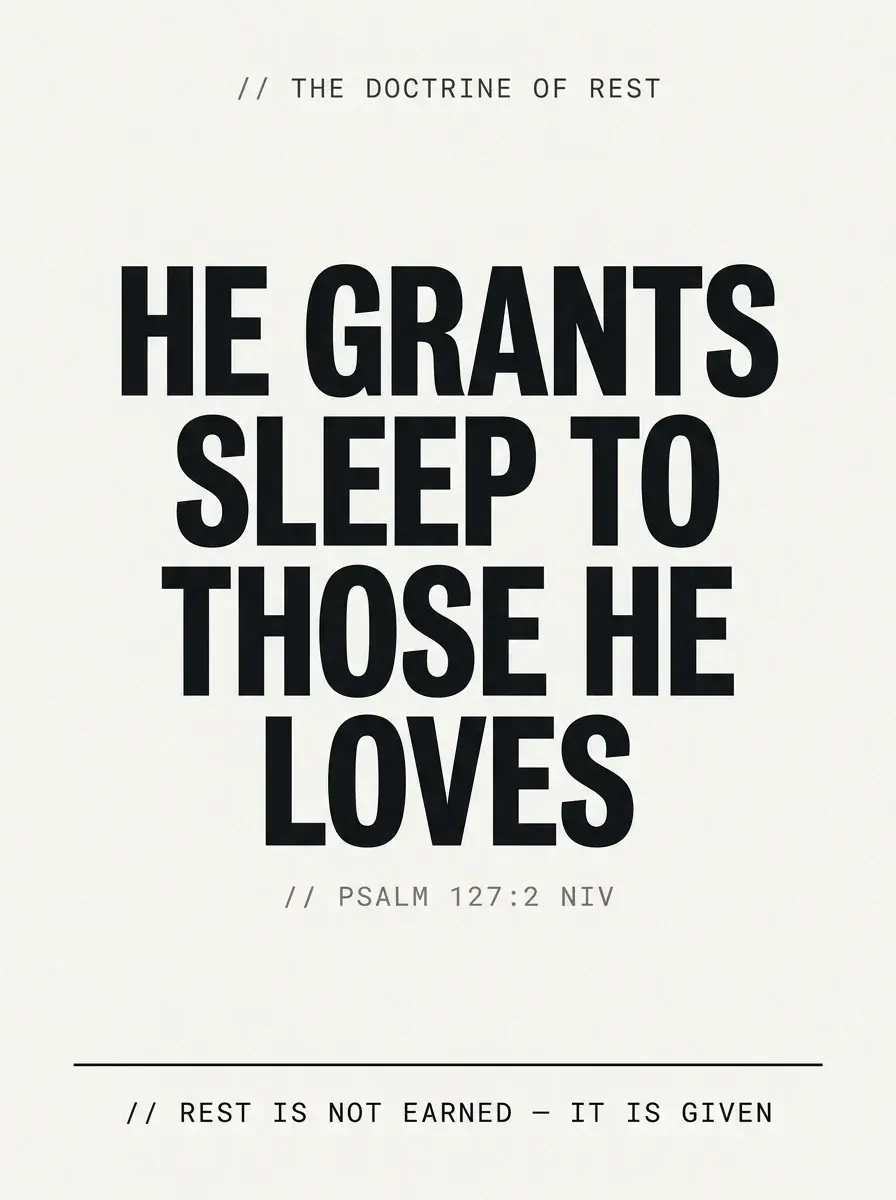 Infographic reading 'He grants sleep to those he loves' with the citation Psalm 127:2 NIV - sleep for strength athletes