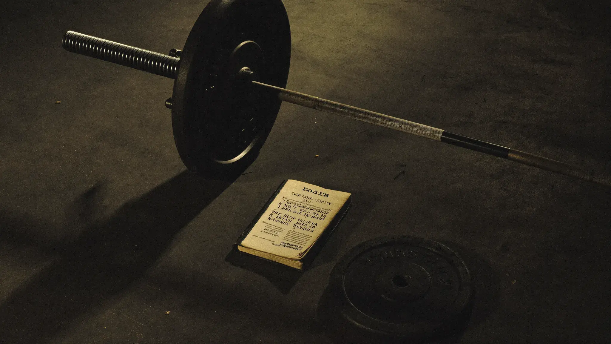 Gym floor with a barbell and a worn Bible beside it - faith and discipline as the dual foundation of long-term athletic endurance