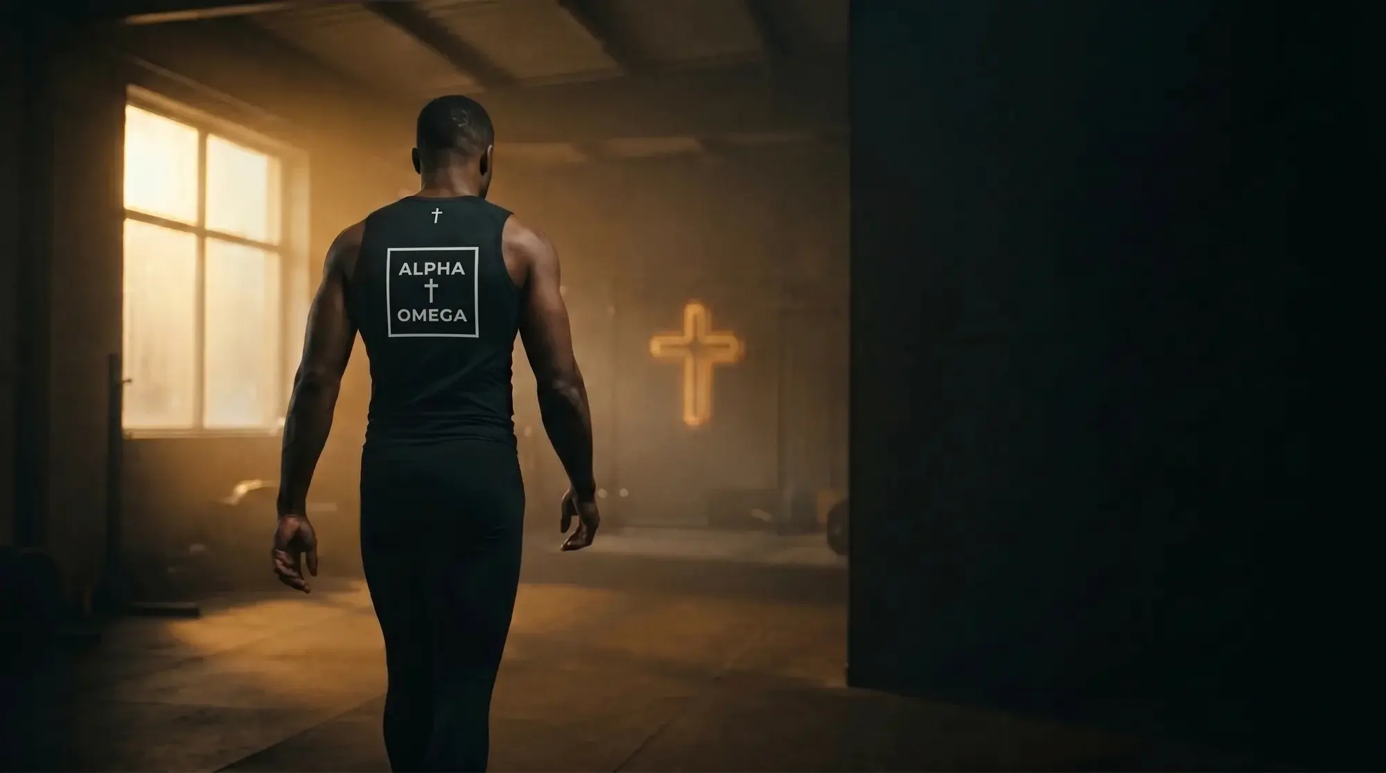 Athlete training toward the light