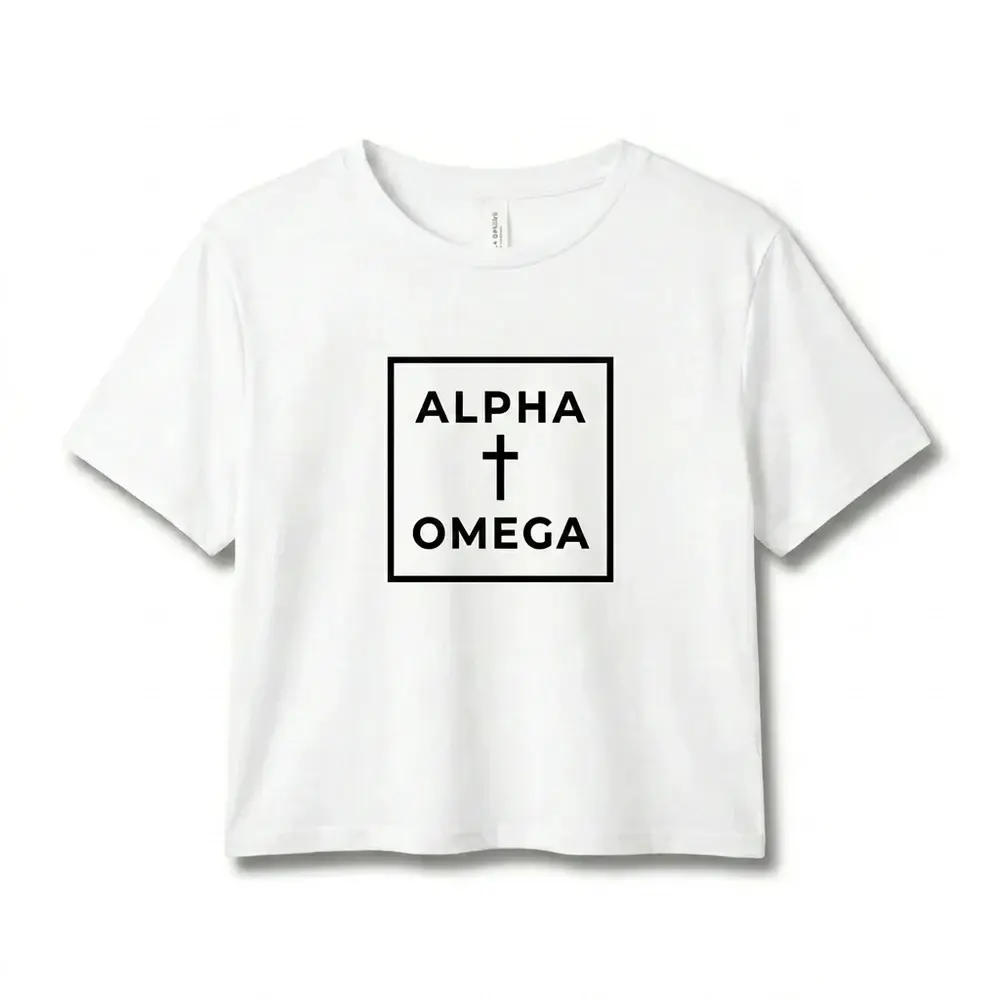AO Cornerstone Crop - White with Black print