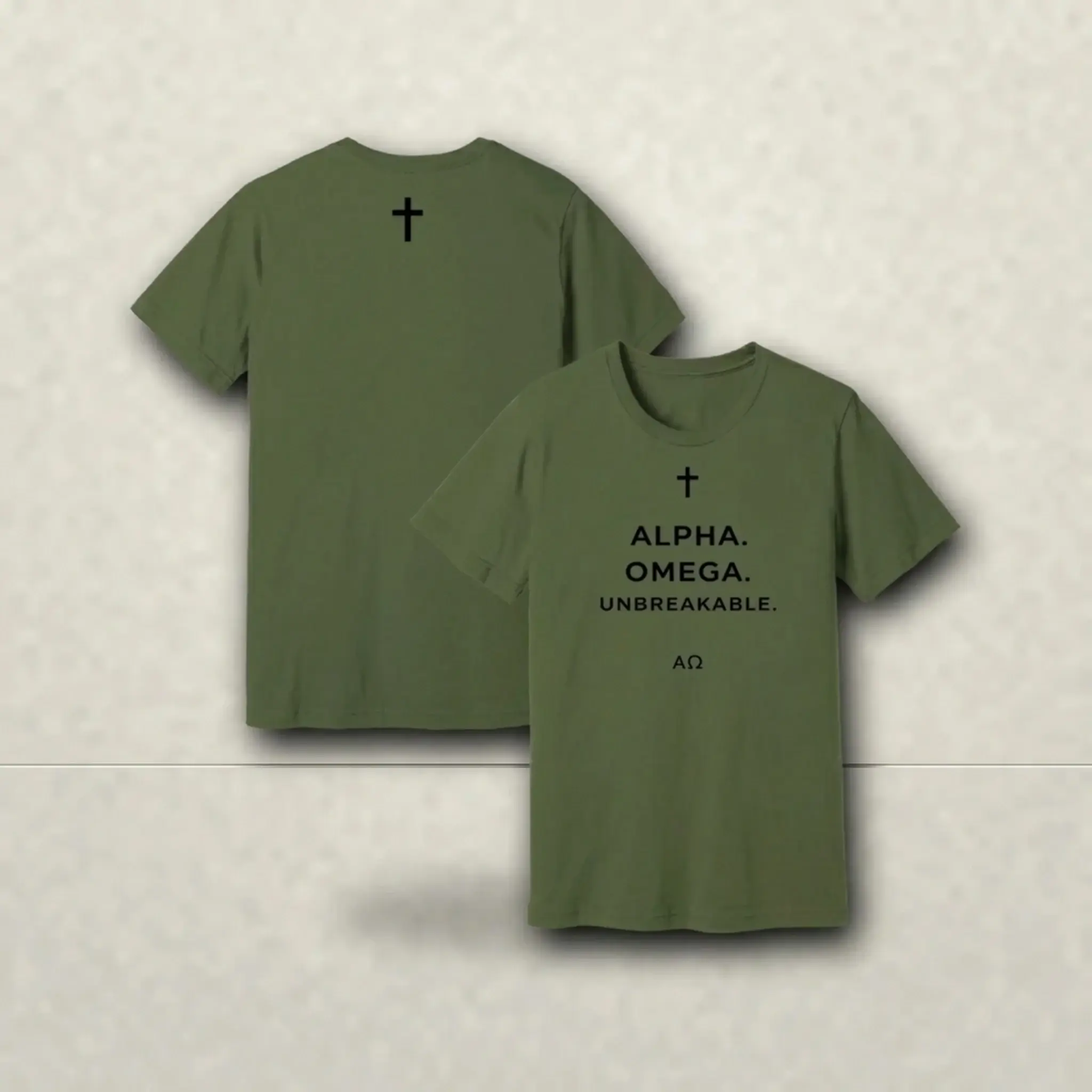 AO Unbreakable short sleeve - Military Green with Black print